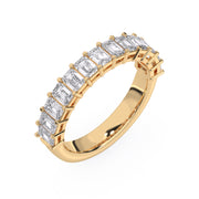 Demi-alliance 13 diamants Émeraudes 1.70 carat or jaune 14 carats Flavia